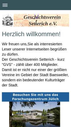 Vorschau der mobilen Webseite www.geschichtsverein-setterich.de, Geschichtsverein Setterich e.V.