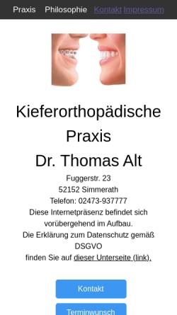 Vorschau der mobilen Webseite www.der-kieferorthopaede.com, Dr. Thomas Alt, Fachzahnarzt für Kieferorthopädie