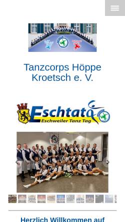 Vorschau der mobilen Webseite www.tanzcorps-hoeppekroetsch.de, Tanzcorps Höppe Kroetsch Weisweiler