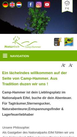 Vorschau der mobilen Webseite www.camp-hammer.de, Camp Hammer