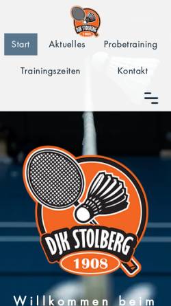 Vorschau der mobilen Webseite www.djkstolberg.de, DJK Bleibtreu 08 Stolberg - Münsterbusch e.V., Abteilung Badminton