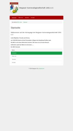 Vorschau der mobilen Webseite www.begauer-kg.de, Begauer Karnevalsgesellschaft 1991 e.V.