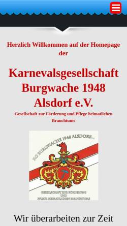 Vorschau der mobilen Webseite www.burgwache-1948-alsdorf.de, Karnevalsverein Burgwache 1948 Alsdorf