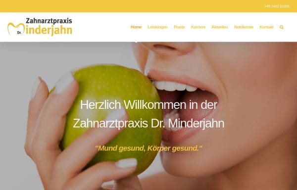 Vorschau von www.zahnarzt-minderjahn.de, Zahnärztliche Praxisgemeinschaft Kempfert/Minderjahn