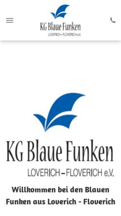 Vorschau der mobilen Webseite www.kg-blauefunken.de, Karnevalsgesellschaft Blaue Funken Loverich-Floverich 1951 e.V.