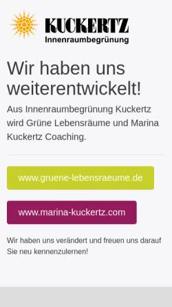 Vorschau der mobilen Webseite www.innenraumbegruenung-kuckertz.de, Kuckertz Innenraumbegrünung