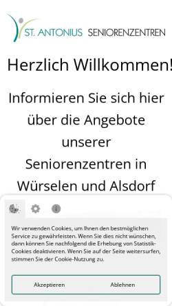 Vorschau der mobilen Webseite www.antonius-wuerselen.de, Alten- und Pflegeheim Sankt Antonius