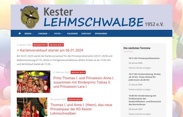 Vorschau von www.kester-lehmschwalbe.de, Karnevalsgesellschaft Kester Lehmschwalbe 1952 e.V.