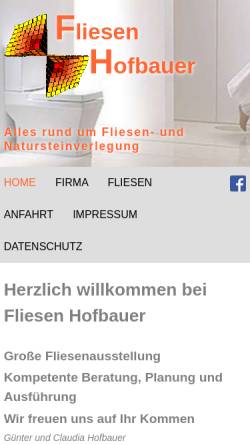 Vorschau der mobilen Webseite www.fliesen-hofbauer.de, Fliesen Hofbauer