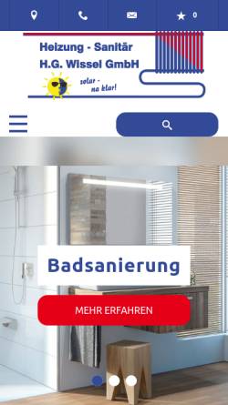 Vorschau der mobilen Webseite www.wissel-alzenau.de, Heizung-Sanitär GmbH H.G. Wissel