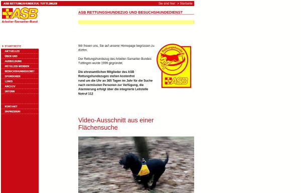 Vorschau von www.asb-rettungshunde.de, ASB-Rettungshundezug Tuttlingen