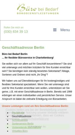 Vorschau der mobilen Webseite www.buero-bei-bedarf.de, Büro bei Bedarf Bernadette Jansen