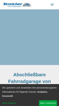 Vorschau der mobilen Webseite www.streicher-fahrradgarage.de, Fahrrad Garagen