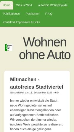 Vorschau der mobilen Webseite www.wohnen-ohne-auto.de, Wohnen ohne Auto