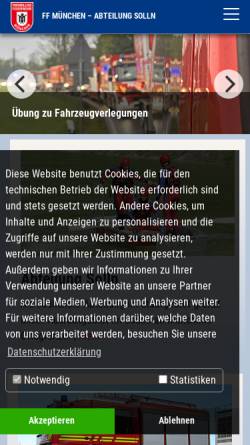 Vorschau der mobilen Webseite www.feuerwehr-solln.de, Freiwillige Feuerwehr München Solln