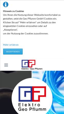 Vorschau der mobilen Webseite www.geo-pflumm.de, Elektrofachgeschäft Geo Pflumm