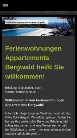Vorschau der mobilen Webseite www.pension-bergwald.de, Gästehaus Pension Bergwald