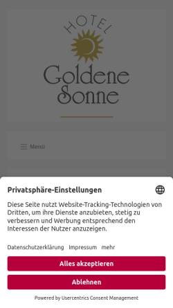 Vorschau der mobilen Webseite www.goldenesonne.de, Hotel Goldene Sonne