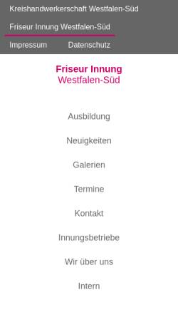 Vorschau der mobilen Webseite www.friseur-innung-westfalen-sued.de, Friseur-Innung Westfalen-Süd