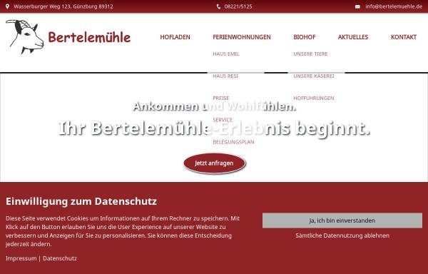 Vorschau von www.bertelemuehle.de, Bertelemühle