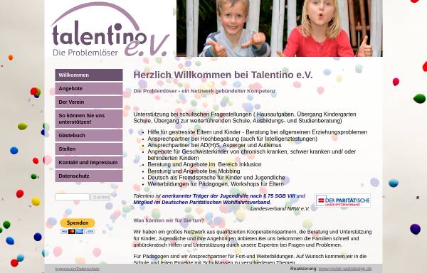Vorschau von www.talentino.net, Talentino - Bildungszentrum für Kreativitäts- und Begabtenförderung