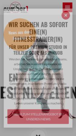 Vorschau der mobilen Webseite www.fitnessworld-number1.de, Fitnessworld Number 1