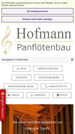 Vorschau der mobilen Webseite www.musik-hofmann.info, Panflötenbau Hofmann