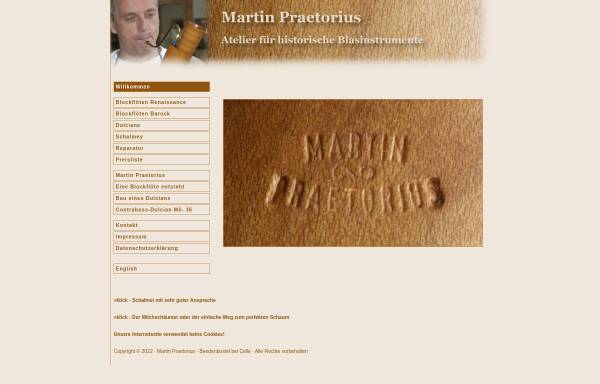 Vorschau von www.martin-praetorius.de, Martin Praetorius, Atelier für historische Blasinstrumente