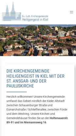 Vorschau der mobilen Webseite www.heiligengeist-kiel.de, Ev.-Luth. Kirchengemeinde Heiligengeist