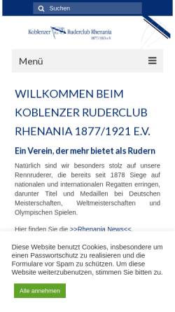 Vorschau der mobilen Webseite krc-rhenania.de, Koblenzer Ruderclub Rhenania e.V.