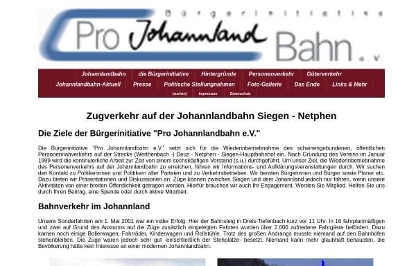 Vorschau von www.johannlandbahn.de, Bürgerinitiative Pro Johannlandbahn e.V.
