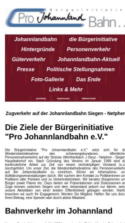 Vorschau der mobilen Webseite www.johannlandbahn.de, Bürgerinitiative Pro Johannlandbahn e.V.