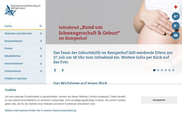 Vorschau von www.gk.de, Gemeinschaftsklinikum Mittelrhein, Ev. Stift St. Martin