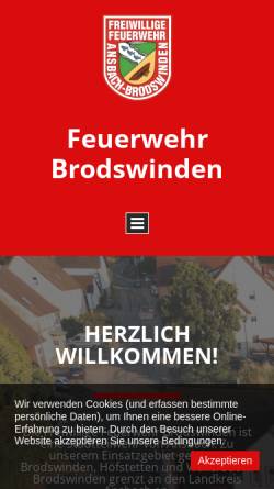 Vorschau der mobilen Webseite www.feuerwehr-brodswinden.de, Freiwillige Feuerwehr Brodswinden