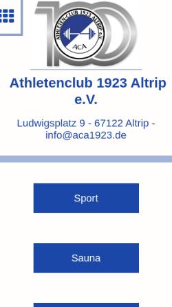 Vorschau der mobilen Webseite www.aca1923.de, Athletenclub Altrip 1923 e.V.