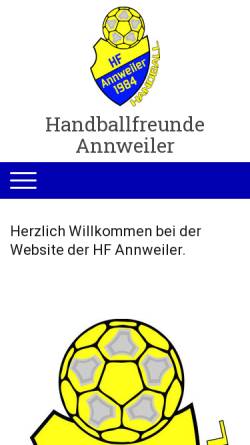 Vorschau der mobilen Webseite www.hf-annweiler.de, Handballfreunde Annweiler am Trifels 1984 e.V.