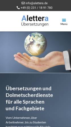 Vorschau der mobilen Webseite alettera.de, Alettera Übersetzungen