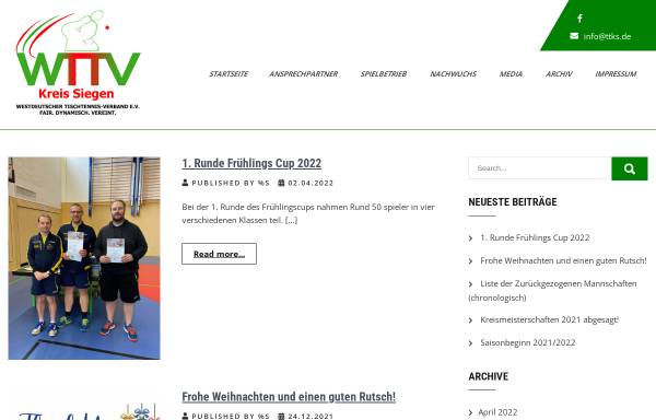 Vorschau von www.ttks.de, Tischtennis Kreis Siegen