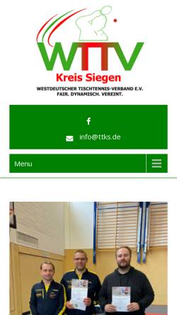 Vorschau der mobilen Webseite www.ttks.de, Tischtennis Kreis Siegen