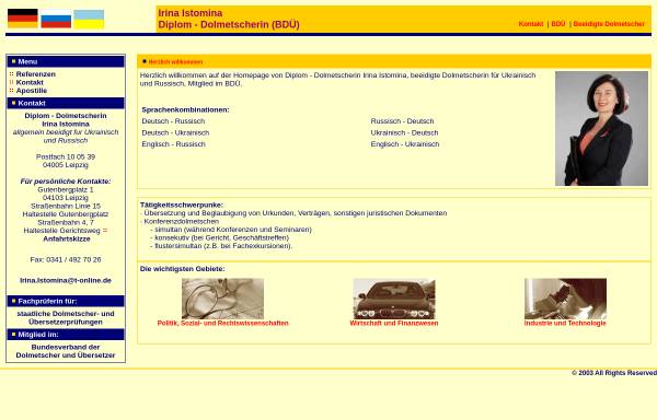 Vorschau von www.beeidigt-russisch-ukrainisch.de, Irina Istomina, Diplom-Dolmetscherin