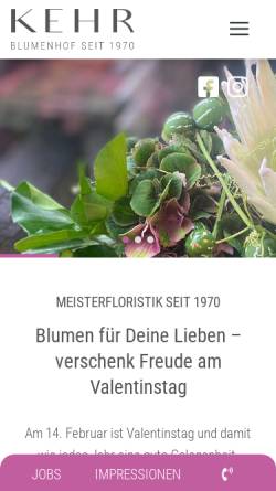 Vorschau der mobilen Webseite www.blumenhof-kehr.de, Blumenhof Kehr