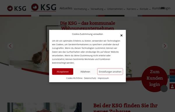 Vorschau von www.ksg-siegen.de, Kreiswohnungsbau- und Siedlungsgesellschaft mbH Siegen