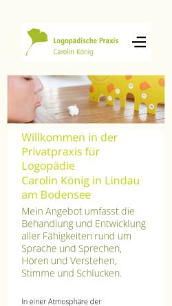 Vorschau der mobilen Webseite www.koenig-logopaedie.de, Praxis für Logopädie Carolin König