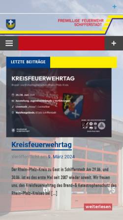 Vorschau der mobilen Webseite www.feuerwehr-schifferstadt.de, Freiwillige Feuerwehr Schifferstadt