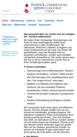 Vorschau der mobilen Webseite www.frostick.de, Alan Frostick + Inken Peters - Übersetzungen, Lektorat und Texterstellung