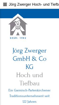 Vorschau der mobilen Webseite www.zwerger-bau.de, Jörg Zwerger KG