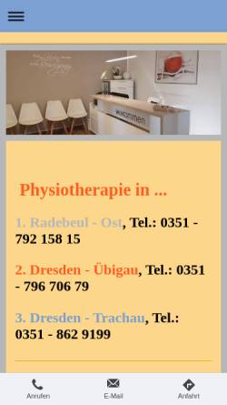 Vorschau der mobilen Webseite www.physio-delf.de, Physiotherapie Delf & Reichelt