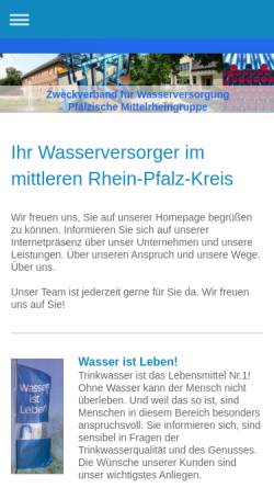 Vorschau der mobilen Webseite www.wasserweb.de, Zweckverband für Wasserversorgung - Pfälzische Mittelrheingruppe - Schifferstadt