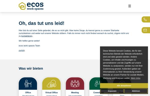 Vorschau von www.ecos-office.com, Büro und Business Center Stuttgart