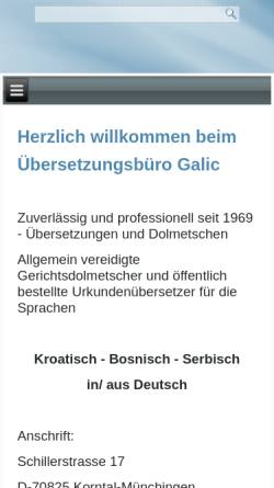 Vorschau der mobilen Webseite www.galic.info, Übersetzungsbüro Galic